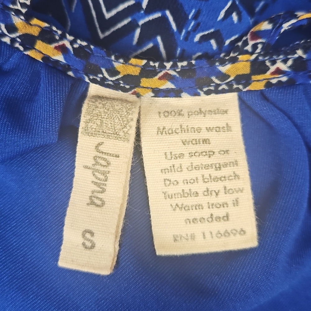 Geometric Cami Top in Blue Yellow Pattern, Size S - Picture 5 of 6